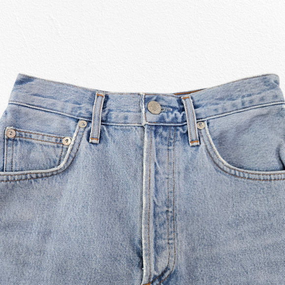 AGOLDE Parker Cutoff Shorts High Rise Distressed Light Wash Denim Shorts Size 24 - Picture 2 of 7